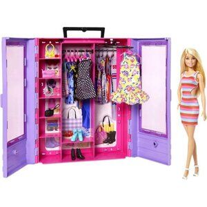 Barbie Fashionistas Closet Playset Doll Clothes Accessories Hangers Outfits